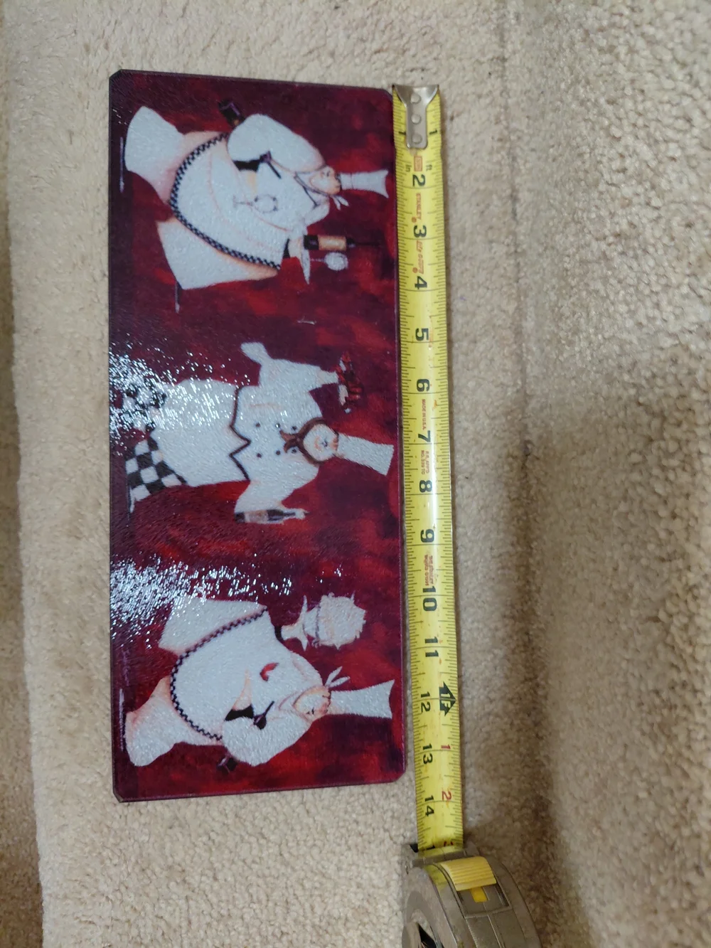 Red Decorative Chef Glass Cutting Board.